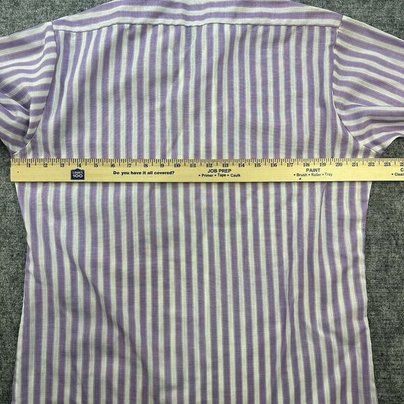 Vintage 70s Shirt Men Large 15.5 Purple Stripe Butterfly Collar Mod Made in USA - Picture 8 of 12